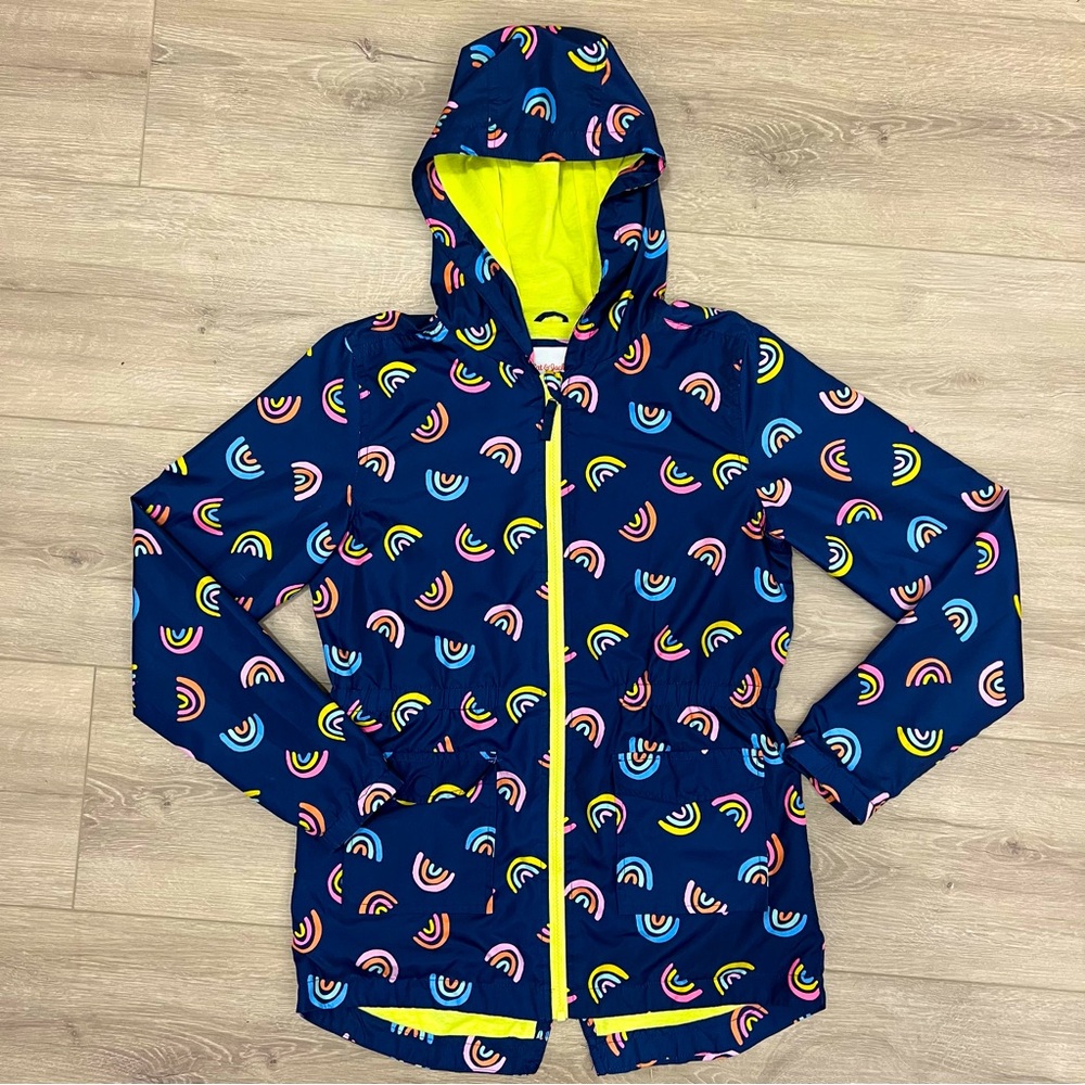 Cat & Jack Navy Rainbow Hooded Jacket with Yellow Trim